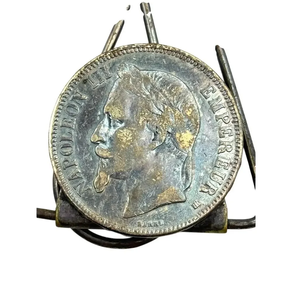 Vintage Napoleon III Coin Money Clip Silver Tone French Emperor Collectible
